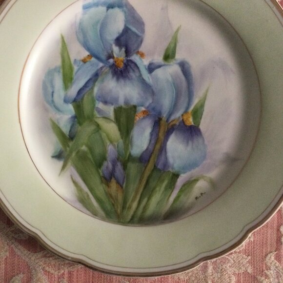 Vintage hand painted plate decorative plate floral gold rim 10" - Picture 4 of 5